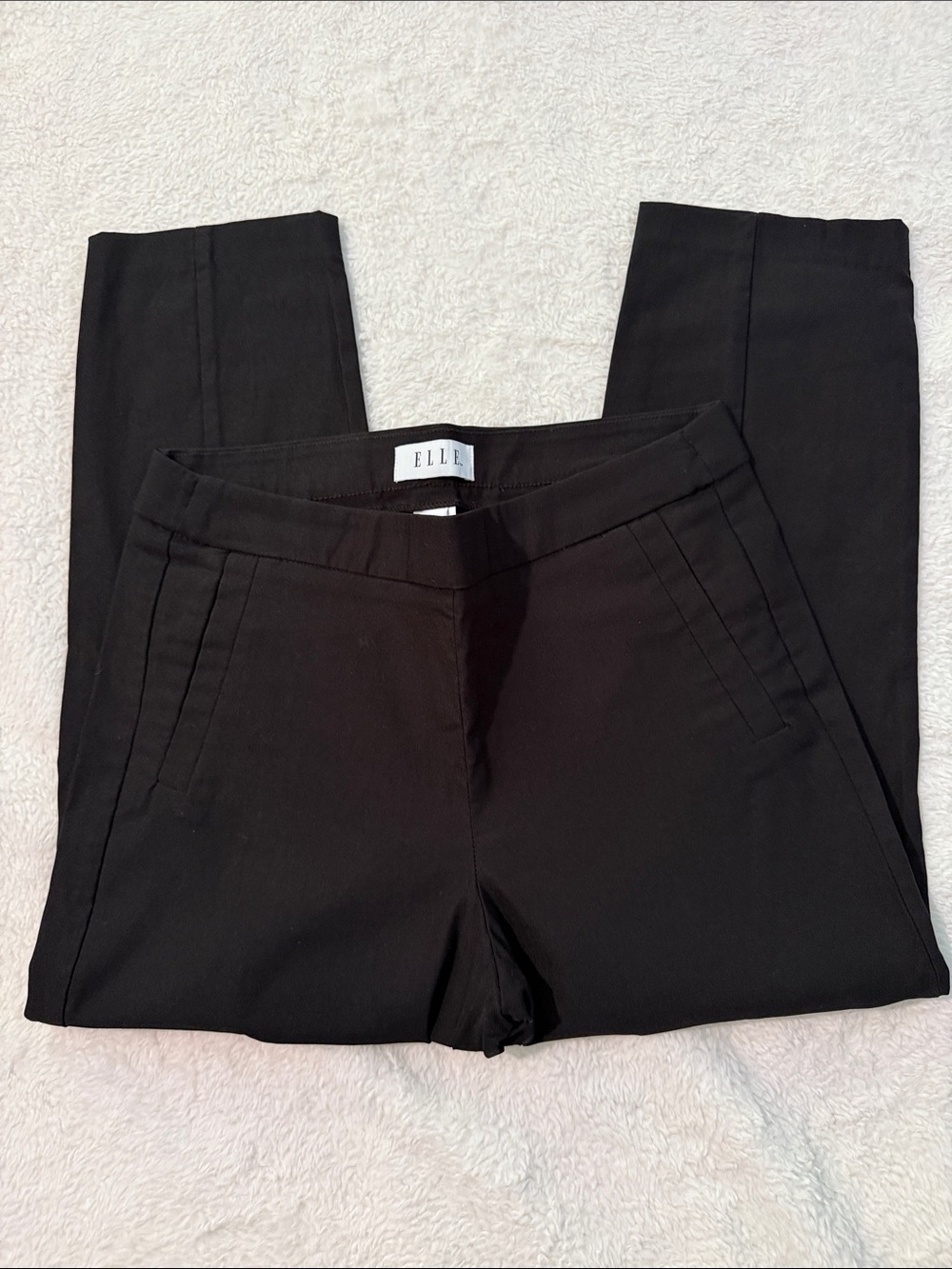 Elle Black Tailored Straight-Leg Dress Pants